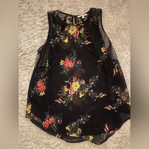 Delia’s Women’s Floral Sheer Sleeveless Top Sz Small